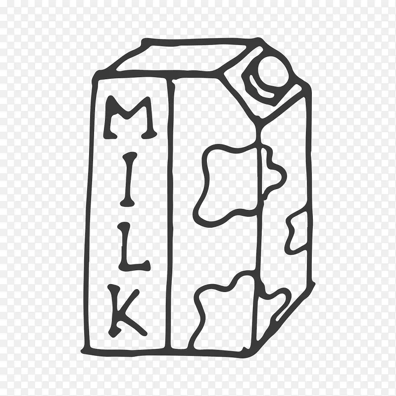 手绘线条食物牛奶盒