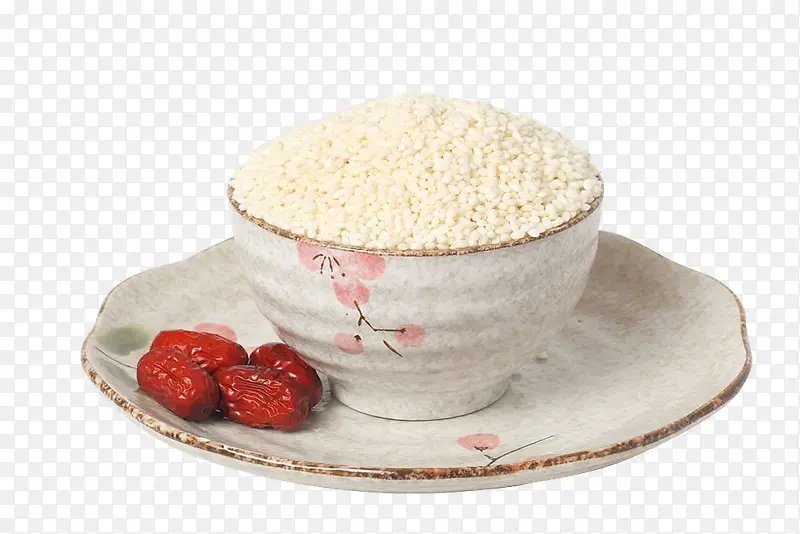 复古陶瓷碗  大米红枣 养生杂粮