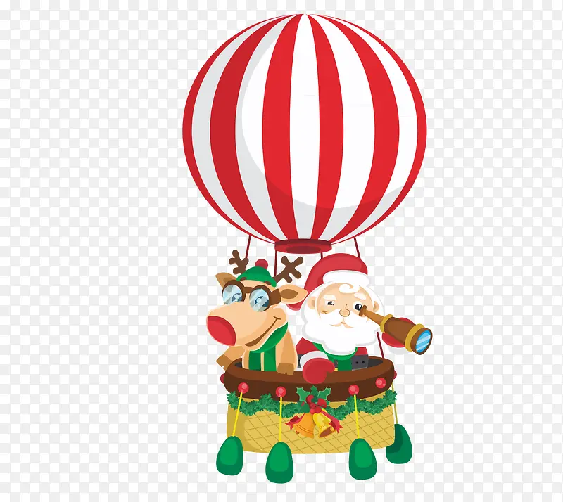 卡通圣诞老人坐气球