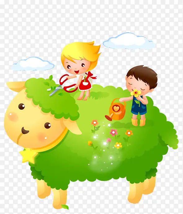 创意绿色草地绵羊