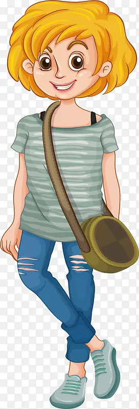 破洞牛仔裤女孩