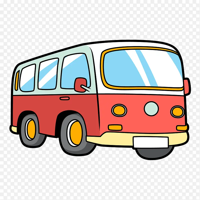 红色巴士汽车简笔画