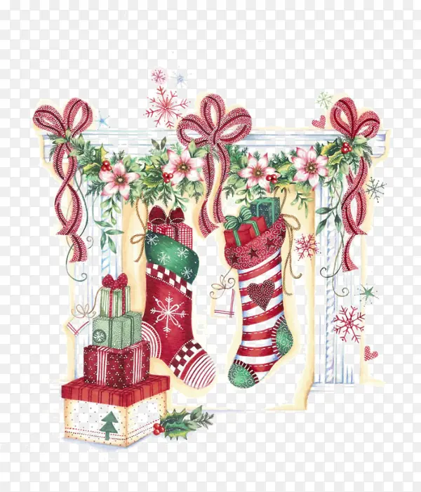 卡通圣诞红色袜子装饰礼物盒