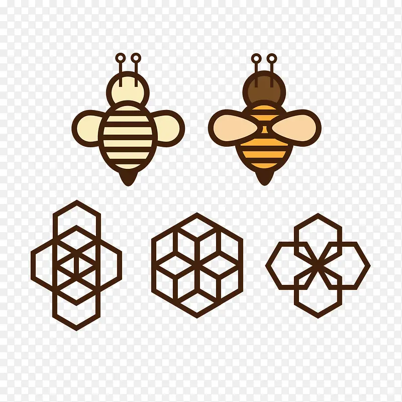 几何图标蜜蜂和蜂巢图片下载