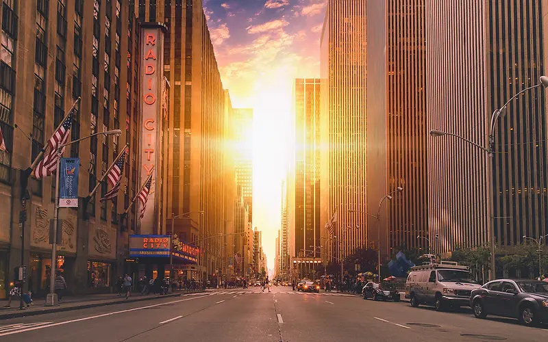 美国曼哈顿悬日美景奇观