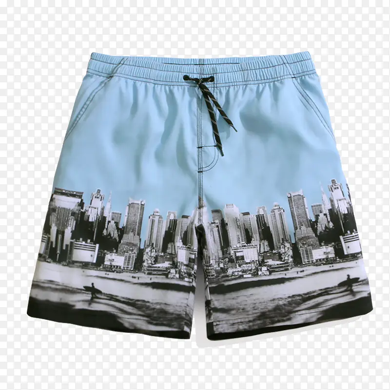 曼哈顿图案沙滩裤