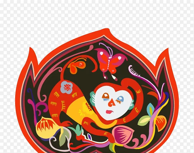 中国民族风生肖猴