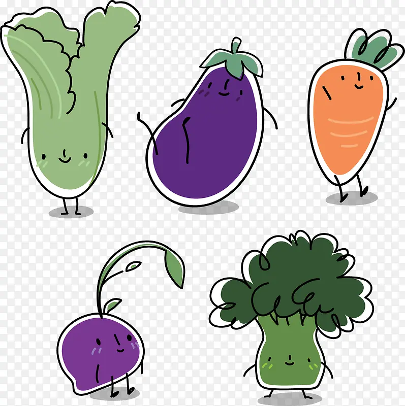 矢量手绘卡通蔬菜