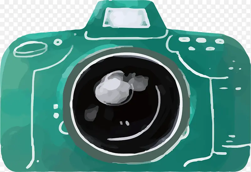 手绘绿色照相机