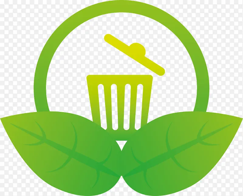 绿色植物垃圾桶标签
