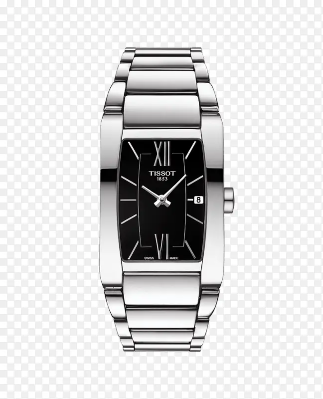 天梭银黑色腕表手表女士手表