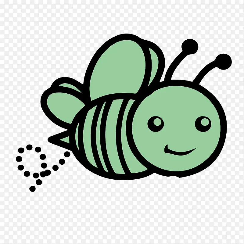 手绘绿色的小蜜蜂