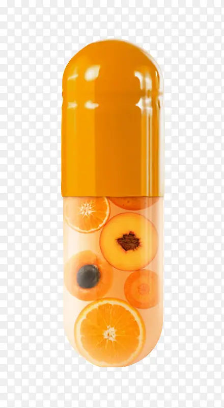 橙色透明治愈橙色水果西药片实物