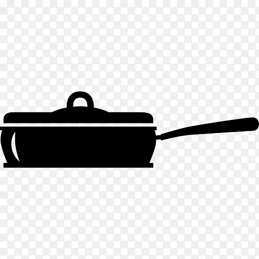 平盖的锅做饭的厨房工具，从侧面图标