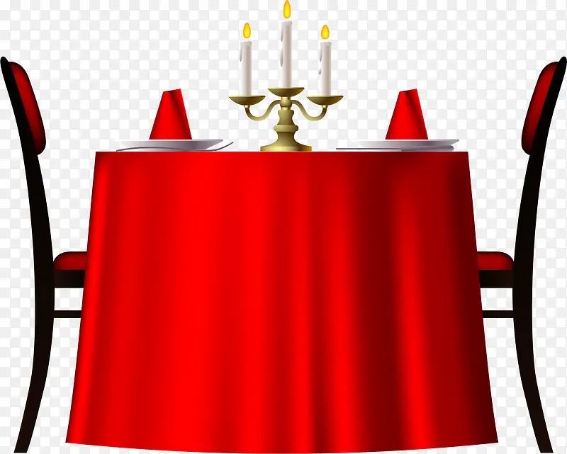 矢量手绘红色餐桌