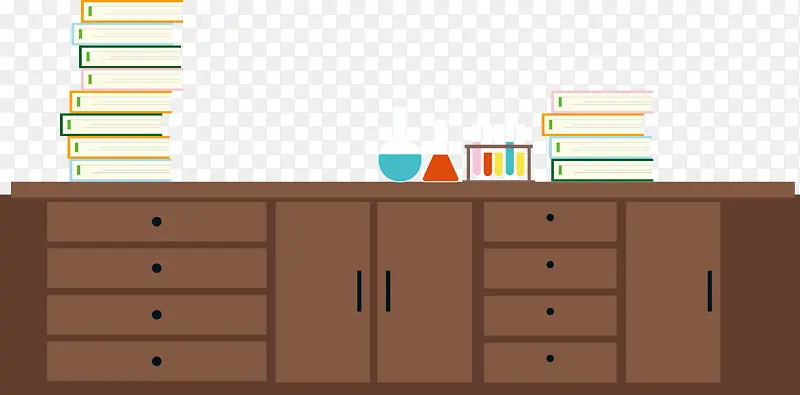 书桌书本化学试剂矢量图