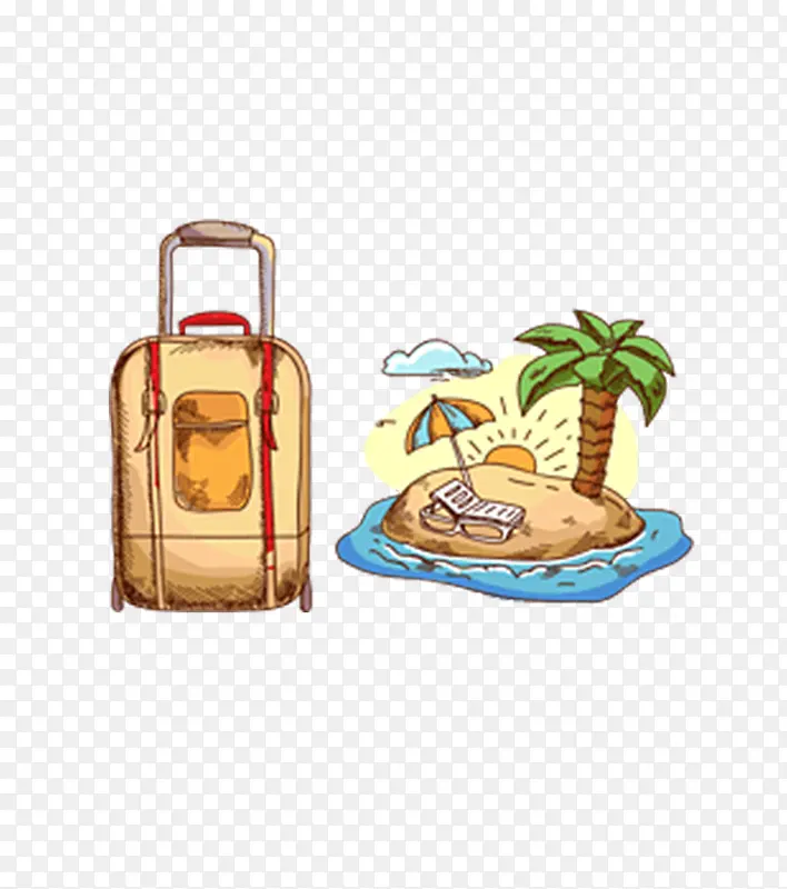 行李箱和椰子树