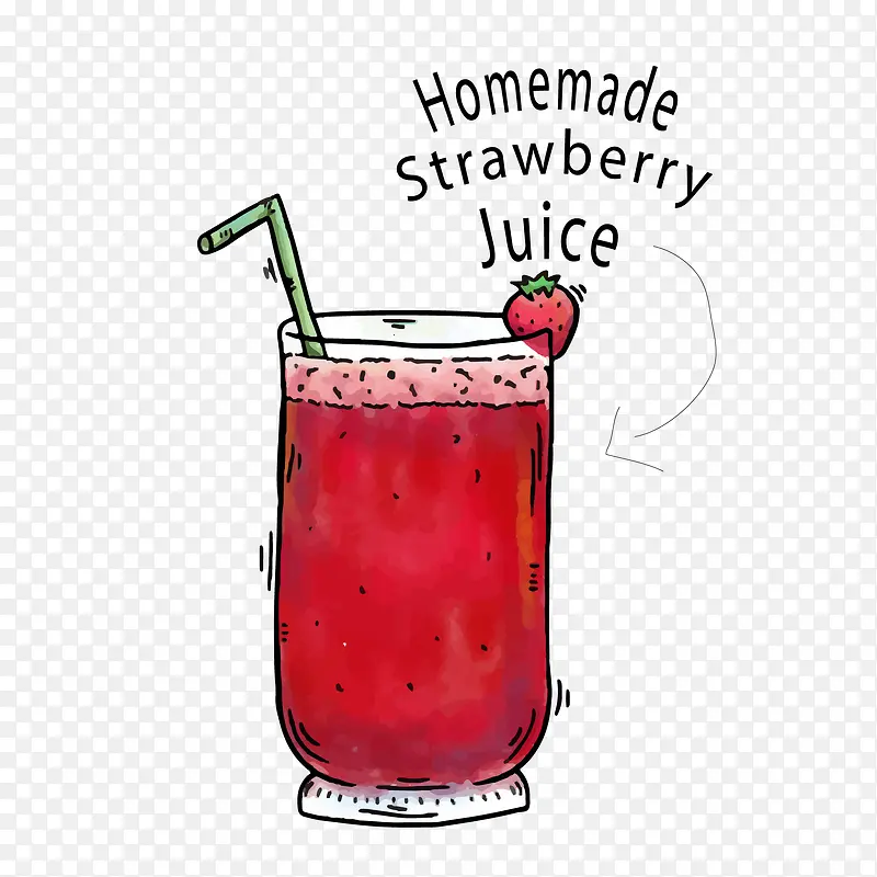 红色的草莓果汁设计