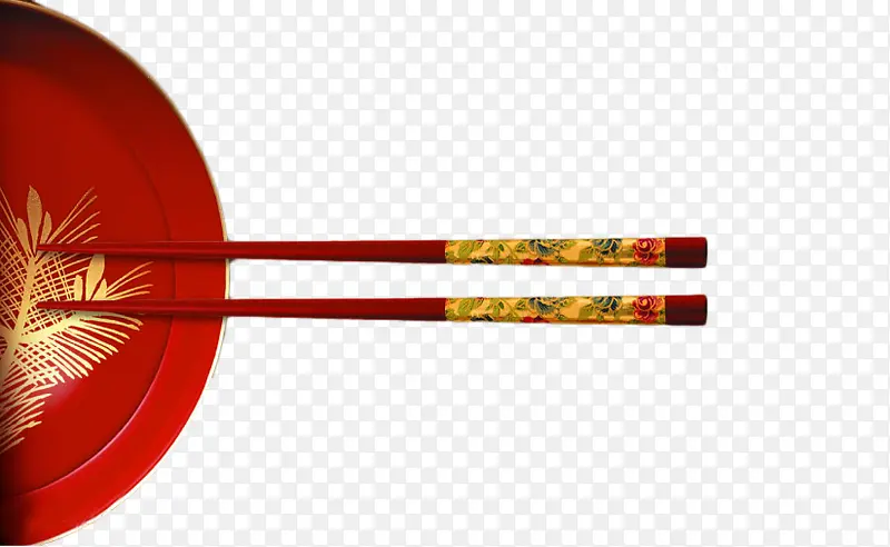 红色喜庆盘子筷子