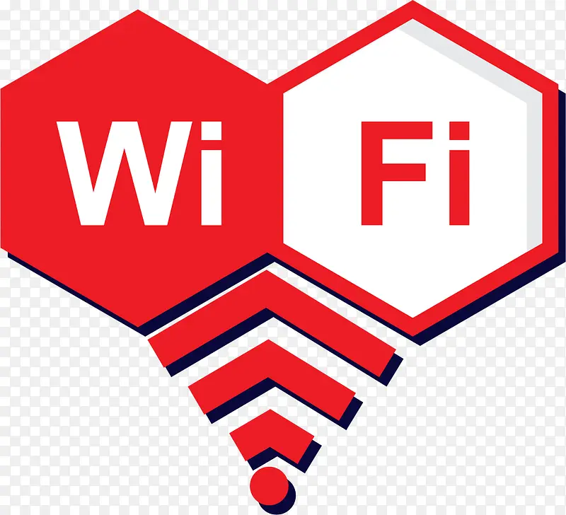 红色对称wifi信号格
