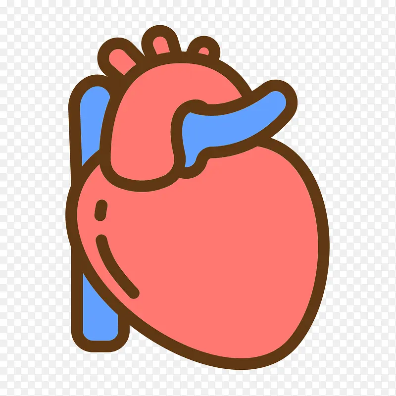 红色手绘线稿心脏人体器官图标