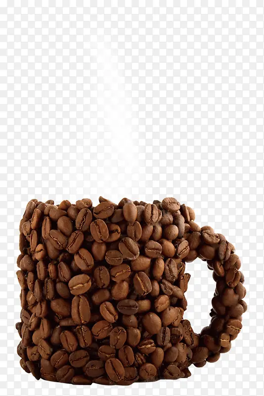 咖啡豆砌成的杯子