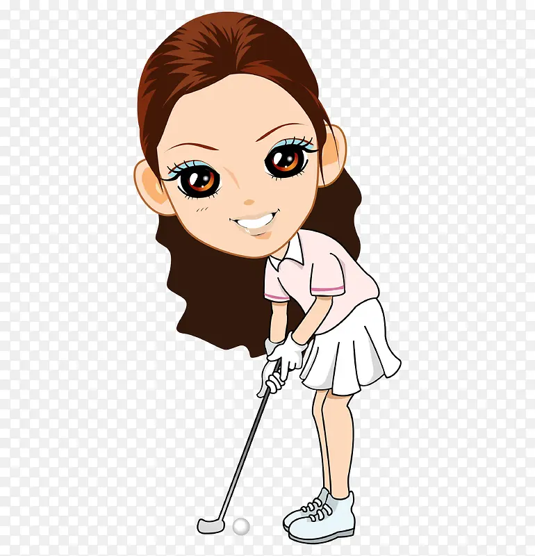 卡通打高尔夫的女人
