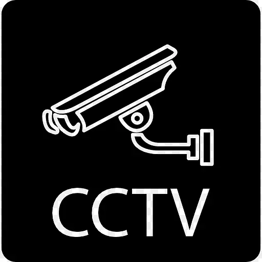 监控摄像机和CCTV字母在一个广场图标