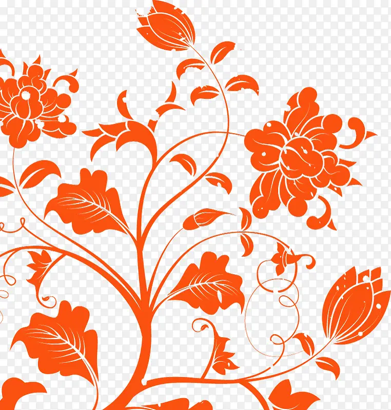 手绘橙色的花