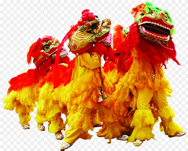 中国风国庆节舞狮子