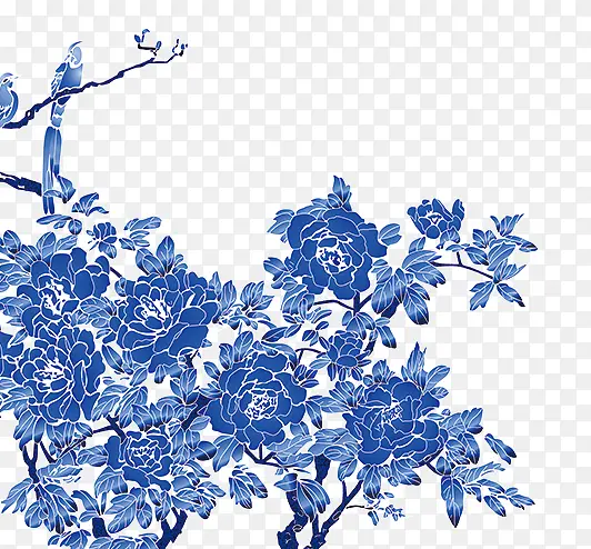 青花瓷中国风盛开的花朵