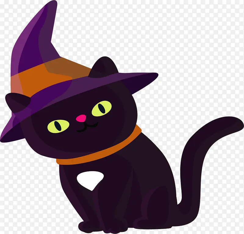 万圣节女巫帽黑猫