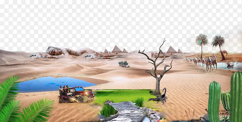 沙漠绿洲背景