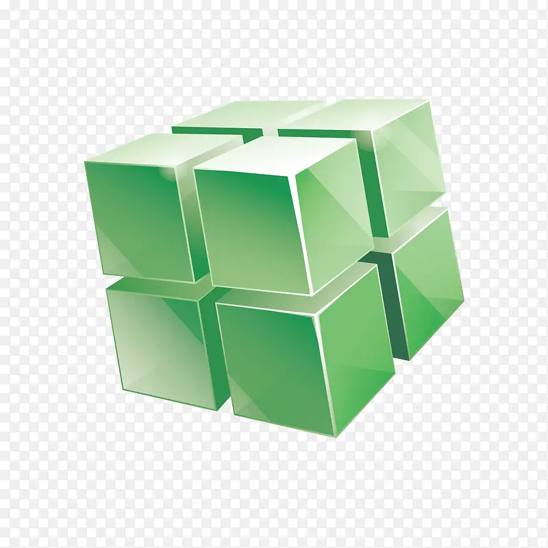 矢量绿色空间立体二阶方块