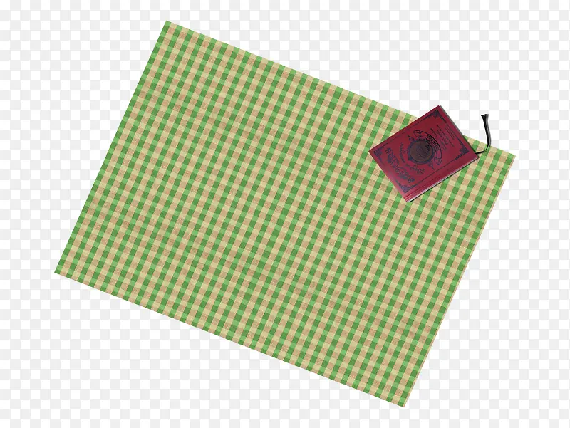 绿格子桌布和红本子