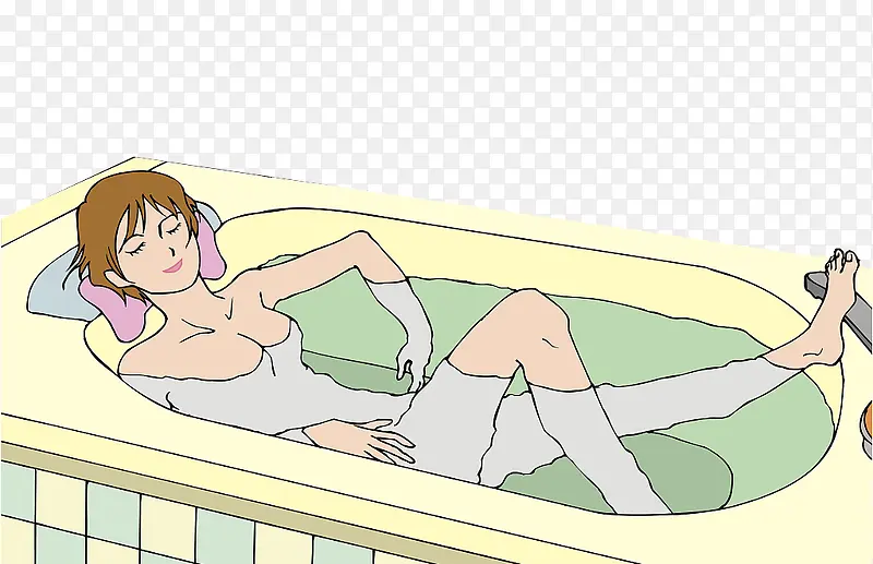 浴池泡澡的女孩