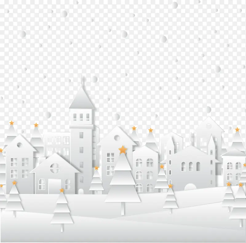 卡通立体城市雪景PNG