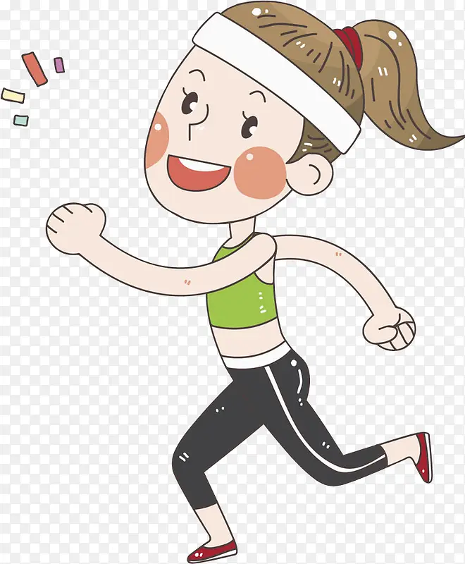卡通手绘跑步女人PNG