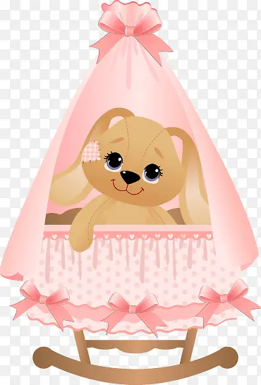 卡通小熊粉色帘子图案