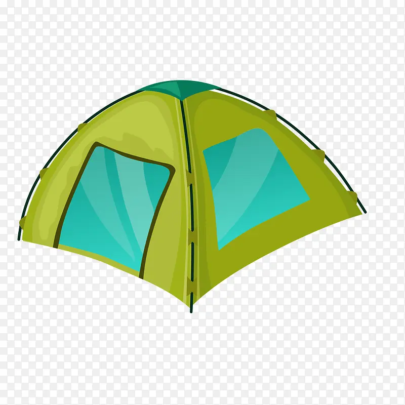 卡通绿色的帐篷设计矢量图