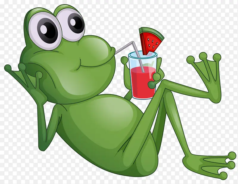 喝果汁的青蛙