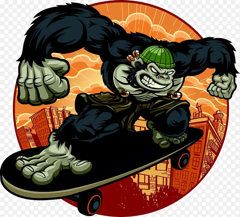 玩滑板的大猩猩