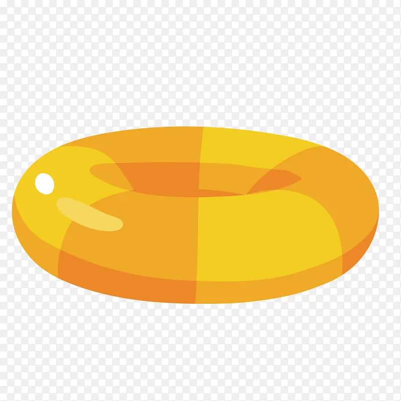 黄色圆弧游泳圈元素