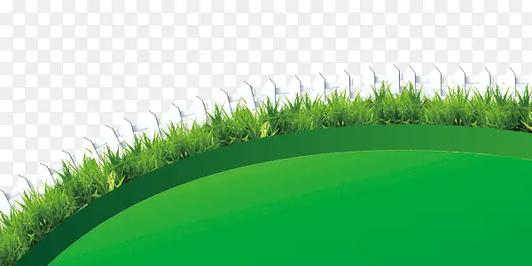 绿色弧形草地栅栏装饰图案