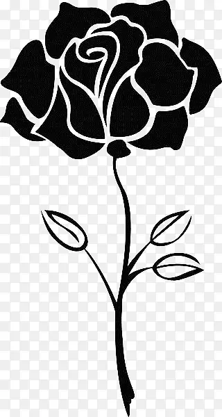 黑色手绘花卉剪影