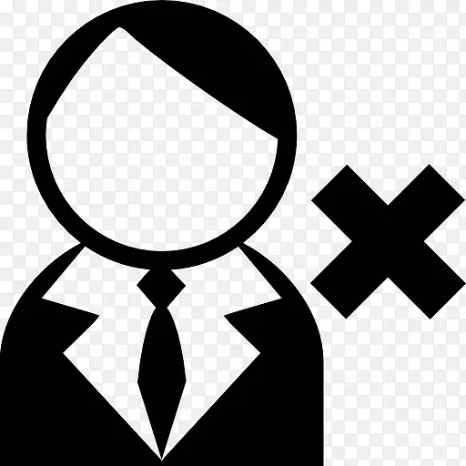 男性用户的西装领带和取消符号图标