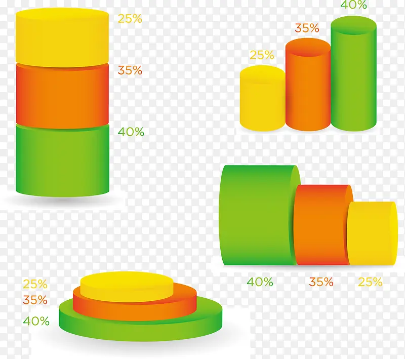 矢量手绘立体柱状图