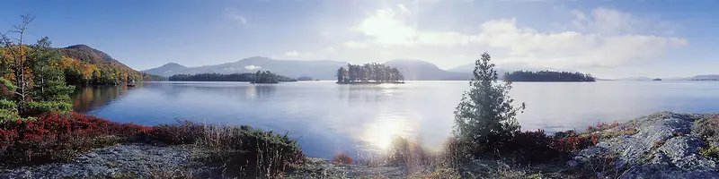 大气湖面海报背景图