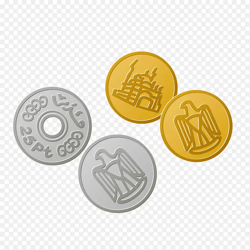 矢量古代金币银币钱币
