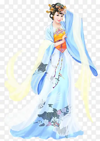 蓝衣起舞的古代女子PNG图片素材下载_图片编号8970399-PNG素材网